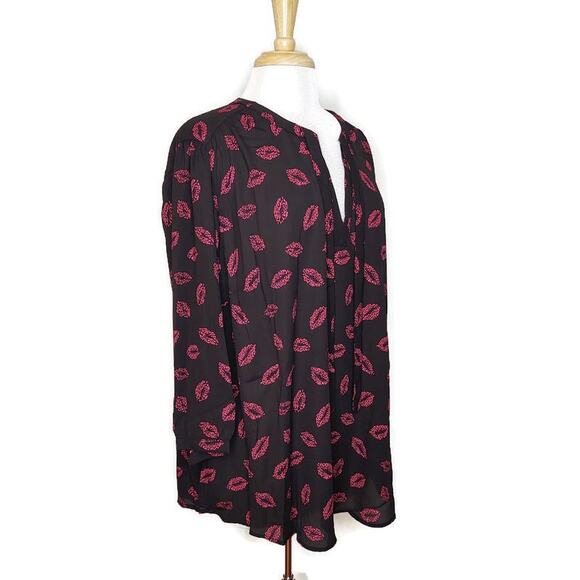 Torrid Georgette Leopard Lips Peasant Blouse Size 3X NWT - Picture 4 of 6